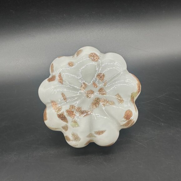 Hand Blown Glass Pumpkin Figurine Gold White Small Autumn Fall Decor Elegant - Picture 7 of 9